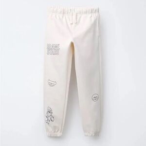 Zara Cream Graphic Jogger Pants
